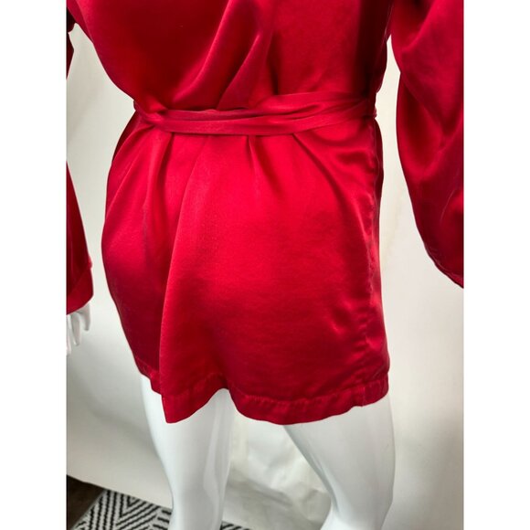 Marilyn Monroe By Warners Satin Red Wrap Robe With Belt & Embroidered Logo - Picture 7 of 16